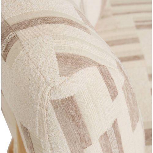 Fauteuil Chenille Rembourré à Motifs Avec Pieds Bois Effet Naturel - L. 63 X P. 69 X H. 72 Cm