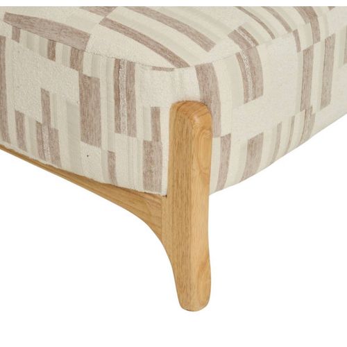 Fauteuil Chenille Rembourré à Motifs Avec Pieds Bois Effet Naturel - L. 63 X P. 69 X H. 72 Cm