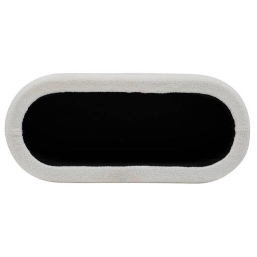 Banc Coffre Rembourré En Bouclette Coloris Blanc - Longueur 110 X Profondeur 46 X Hauteur 40,5 Cm