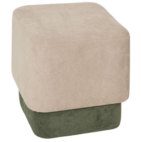Lot De 2 Poufs Carrés Empilables Coloris Sable Et Vert - Longueur 41 X Profondeur 41 X Hauteur 42 Cm