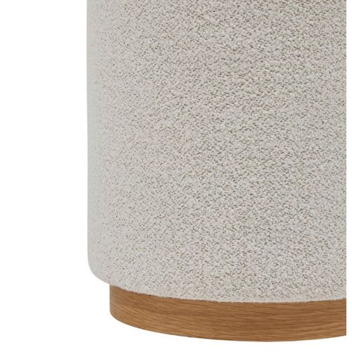 Pouf Ronde En Tissu Bouclette Crème - Longueur 41 X Profondeur 41 X Hauteur 45 Cm