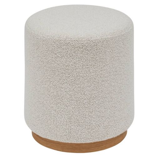 Pouf Ronde En Tissu Bouclette Crème - Longueur 41 X Profondeur 41 X Hauteur 45 Cm