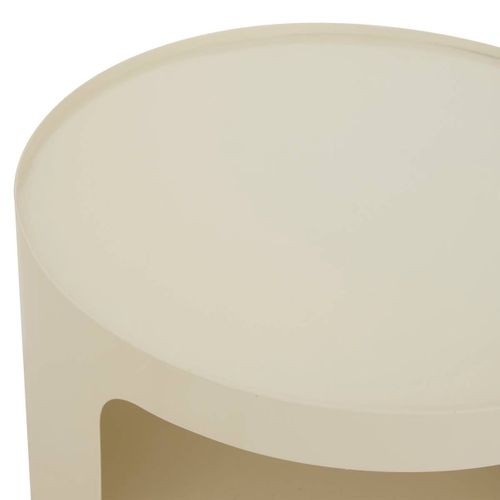 Table D'appoint, Table Basse Ronde En Acier Blanc- Diamètre 32,5 X Hauteur 45 Cm