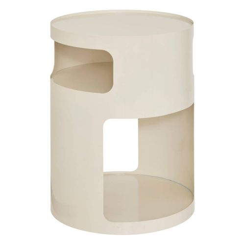 Table D'appoint, Table Basse Ronde En Acier Blanc- Diamètre 32,5 X Hauteur 45 Cm