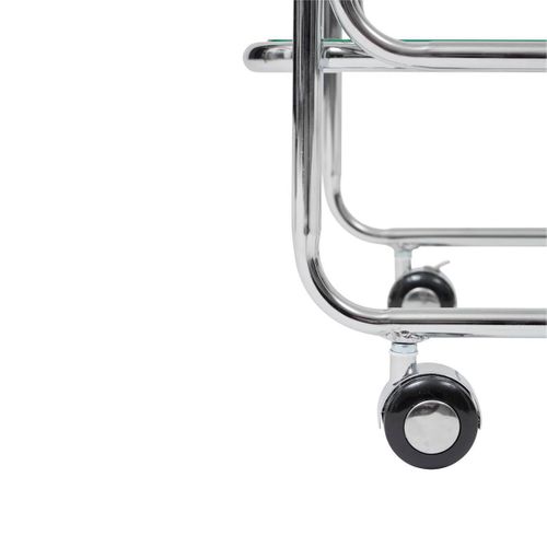 Desserte Chariot à Roues Avec Plateaux En Verre - Longueur 92 X Profondeur 40 X Hauteur 71 Cm