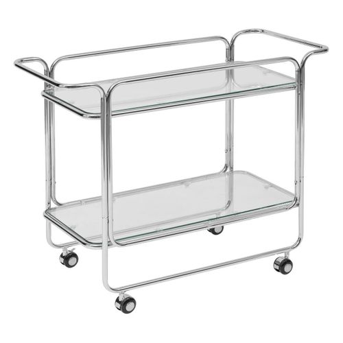 Desserte Chariot à Roues Avec Plateaux En Verre - Longueur 92 X Profondeur 40 X Hauteur 71 Cm