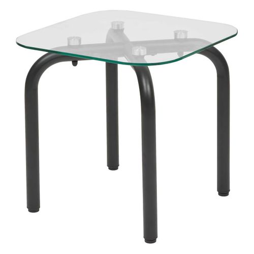 Lot De 2 Tables Basse En Verre Et Métal Noir - Longueur 50 X Largeur.50 X Hauteur 49,5/39,5 Cm