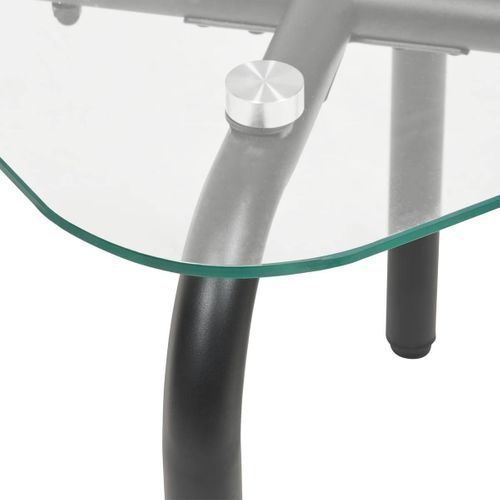 Lot De 2 Tables Basse En Verre Et Métal Noir - Longueur 50 X Largeur.50 X Hauteur 49,5/39,5 Cm