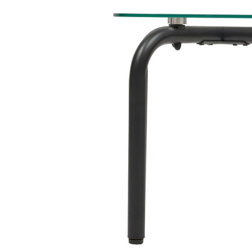 Lot De 2 Tables Basse En Verre Et Métal Noir - Longueur 50 X Largeur.50 X Hauteur 49,5/39,5 Cm