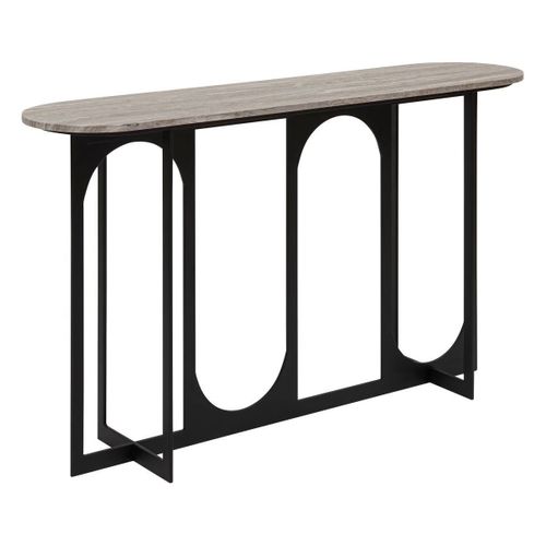 Table D'appoint Console Métal Et Mdf Effet Marbre - Longueur 140 X Largeur 34 X Hauteur 79,5 Cm