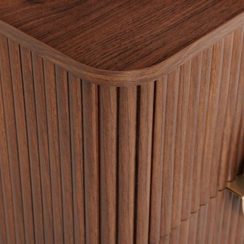 Table De Nuit Chevet Avec 2 Tiroirs Coloris Noyer - Longueur 45 X Profondeur 40 X Hauteur 50 Cm