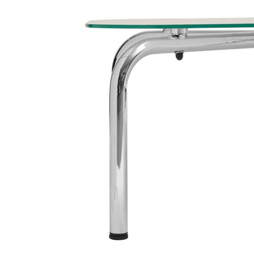 Table Basse En Verre Transparent Et Pieds En Métal Chromé - L. 110 X Largeur 60 X H. 44,5 Cm