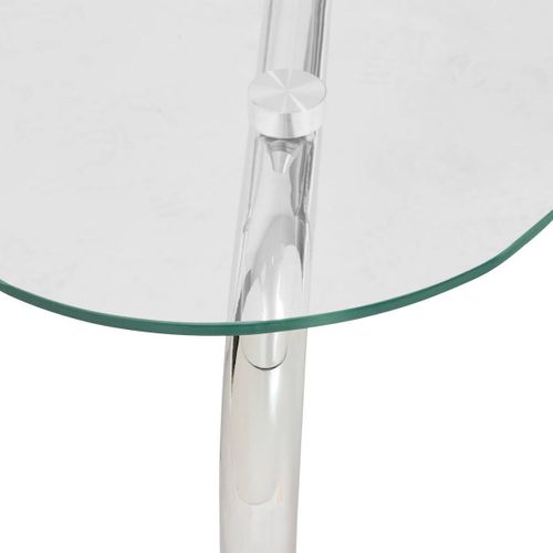 Table Basse En Verre Transparent Et Pieds En Métal Chromé - L. 110 X Largeur 60 X H. 44,5 Cm