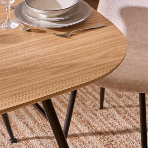 Table à Manger Ovale Avec Pieds En Métal Noir - Longueur 160 X Largeur 90 X Hauteur 75 Cm