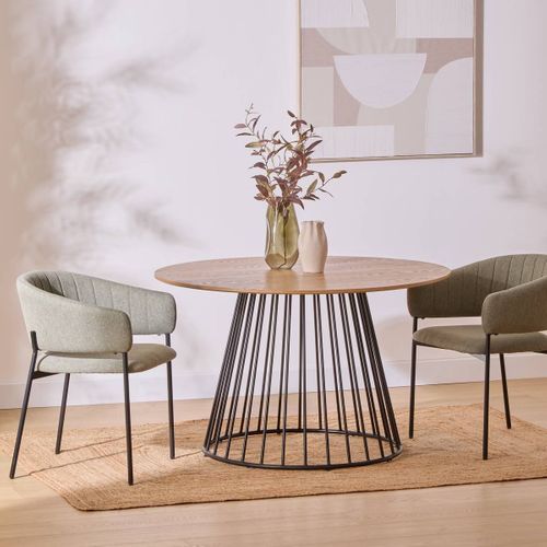 Table à Manger Ronde Avec Pieds En Métal Noir - Diamètre 120 X Hauteur 75 Cm