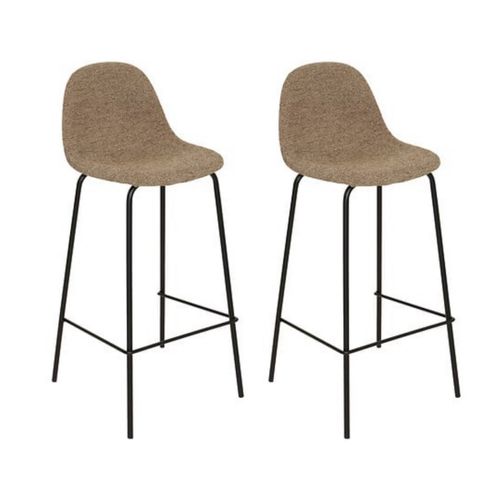 Lot De 2 Tabourets De Bar Marron Avec Repose-pieds - L. 41,5 X P. 43,5 X H. 96 Cm
