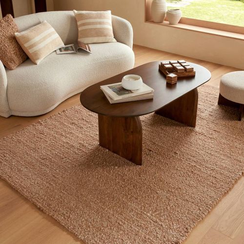 Tapis Rectangulaire Effet Laine Ivoire - Longueur 230 X Largeur 160 X Epaisseur 1,5 Cm