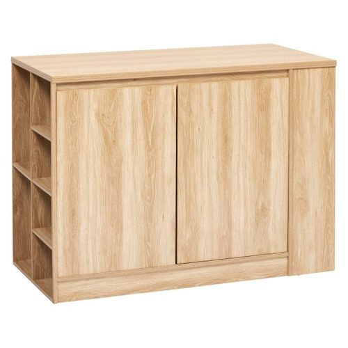 Ilot De Cuisine Central Meuble De Rangement 2 Portes Et 6 Niches - L. 120 X Largeur 60 X H. 90 Cm