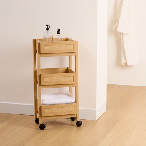 Desserte 3 Niveaux Coloris Effet Bois Clair - Longueur 39,6 X Largeur 30 X Hauteur 85,5 Cm