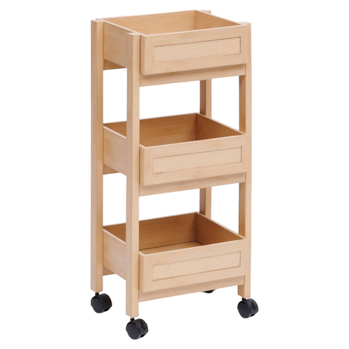 Desserte 3 Niveaux Coloris Effet Bois Clair - Longueur 39,6 X Largeur 30 X Hauteur 85,5 Cm