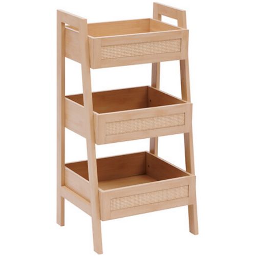 Desserte De 3 Compartiments Coloris Effet Bois Clair - Longueur 40 X Largeur 34,2 X Hauteur 80 Cm