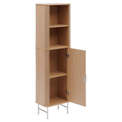 Colonne Meuble De Salle De Bain 1 Porte 4 Niches - Longueur 45 X Largeur 30 X Hauteur 160 Cm