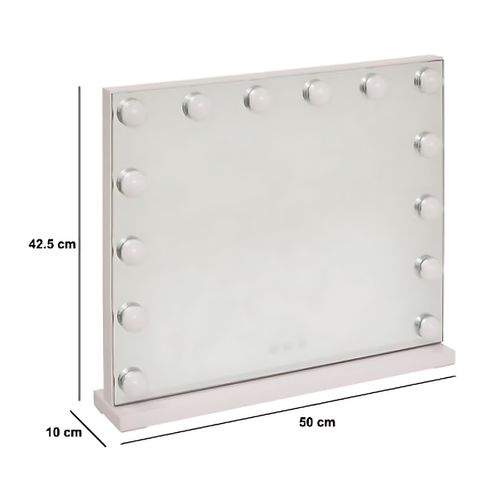 Miroir Avec Éclairage 14 LED Écran Tactile Coloris Blanc