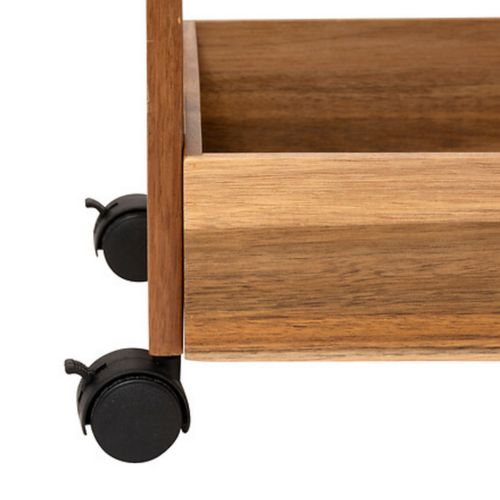 Desserte à Roues 3 Niveaux En Bois D'acacia - Longueur 40 X Largeur 30,5 X Hauteur 84,5 Cm