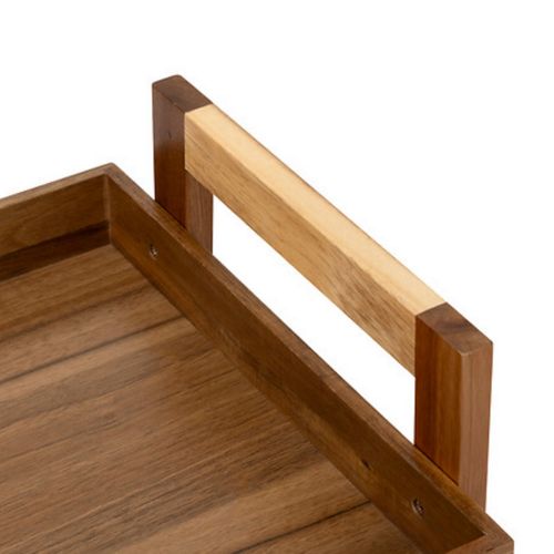 Desserte à Roues 3 Niveaux En Bois D'acacia - Longueur 40 X Largeur 30,5 X Hauteur 84,5 Cm