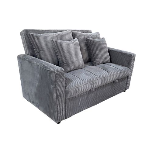 Canapé-lit, Canapé 2 Places Convertible En Velours Côtelé Coloris Gris - L. 140 X P. 99 X H. 88 Cm