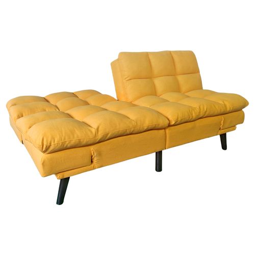 Canapé-lit Rembourré , Canapé Convertible En Lit En Tissu Coloris Moutarde