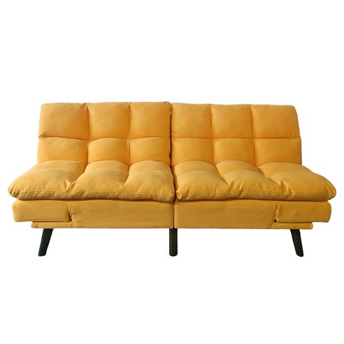 Canapé-lit Rembourré , Canapé Convertible En Lit En Tissu Coloris Moutarde