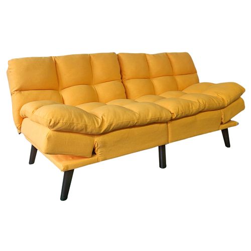 Canapé-lit Rembourré , Canapé Convertible En Lit En Tissu Coloris Moutarde
