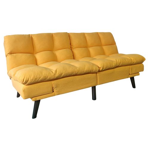 Canapé-lit Rembourré , Canapé Convertible En Lit En Tissu Coloris Moutarde