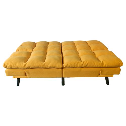 Canapé-lit Rembourré , Canapé Convertible En Lit En Tissu Coloris Moutarde