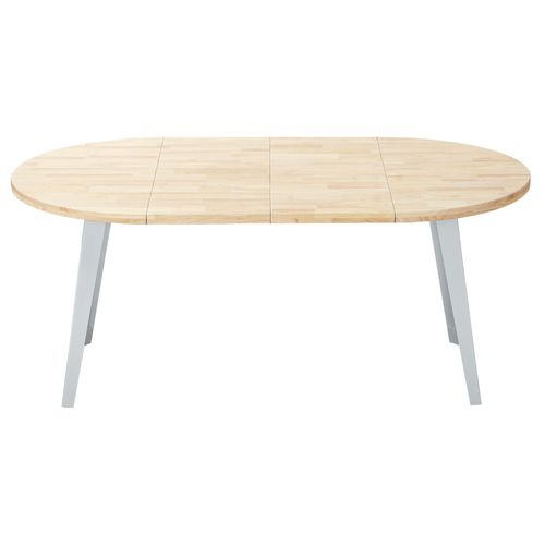 Table à Manger Ronde Extensible Coloris Chêne Nordique, Pieds En Métal Blanc