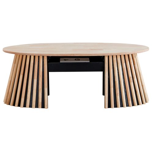 Table Basse Relevable Ovale Coloris Chêne Nordique/noir - L. 120 X P. 60 X H. 45,5 - 60,5 Cm