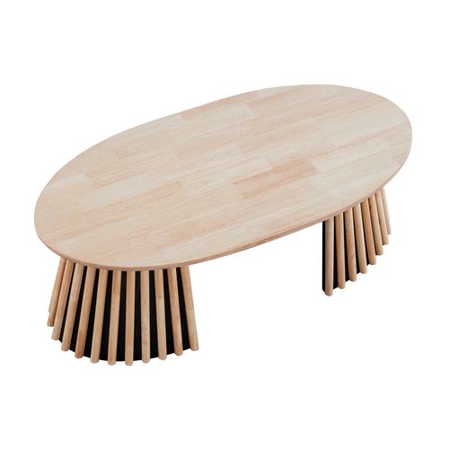 Table Basse Relevable Ovale Coloris Chêne Nordique/noir - L. 120 X P. 60 X H. 45,5 - 60,5 Cm