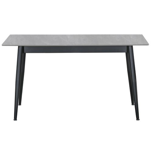 Table à Manger Rectangulaire Coloris Effet Marbre Gris Et Pieds En Métal Noir