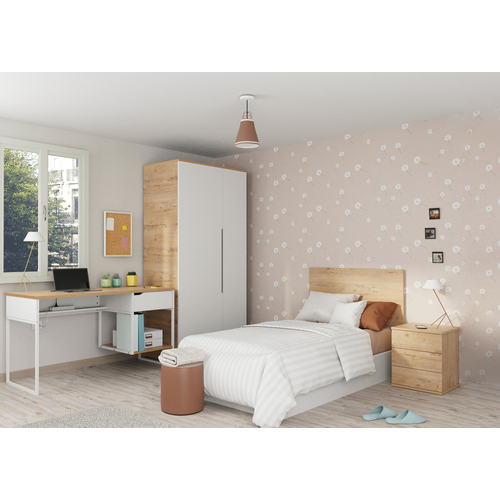 Tête De Lit Murale Chambre à Coucher Coloris Chêne Doré - L. 100 X P. 1,6 X H. 50 Cm