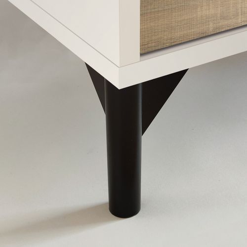 Meuble à Chaussures Meuble D'entrée Avec Pieds, 4 Portes, Coloris Blanc/chêne Cambrien