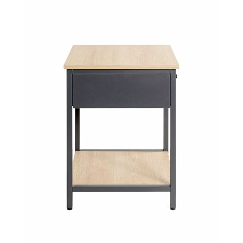 Table De Nuit, Table De Chevet 1 Tiroir Coloris Chêne/anthracite - L. 40 X P. 40 X H. 55 Cm