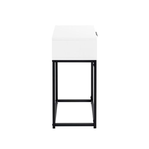 Table De Nuit, Table De Chevet 1 Tiroir Coloris Blanc Métal Noir - L. 40 X P. 28 X H. 60 Cm