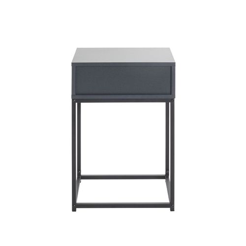 Table De Nuit, Table De Chevet 1 Tiroir Coloris Gris Anthracite Et Métal Noir