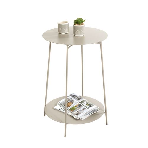 Bout de canapé Ronde Avec 2 Plateaux En Métal Gris - Diamètre 45 X Hauteur 60 Cm