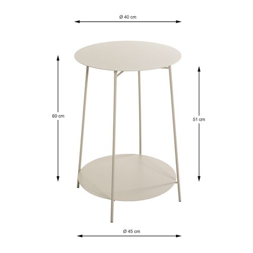 Bout de canapé Ronde Avec 2 Plateaux En Métal Gris - Diamètre 45 X Hauteur 60 Cm