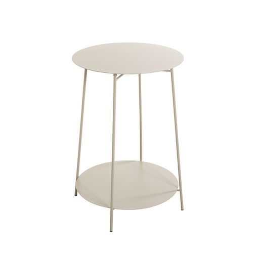 Bout de canapé Ronde Avec 2 Plateaux En Métal Gris - Diamètre 45 X Hauteur 60 Cm