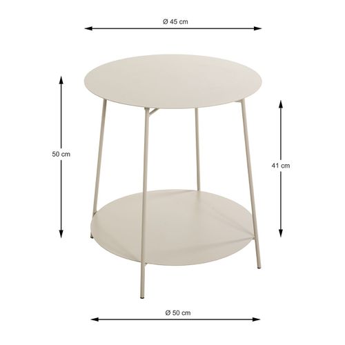 Bout de canapé Ronde Avec 2 Plateaux En Métal Gris - Diamètre 50 X Hauteur 50 Cm