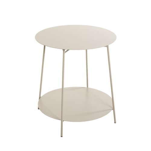 Bout de canapé Ronde Avec 2 Plateaux En Métal Gris - Diamètre 50 X Hauteur 50 Cm