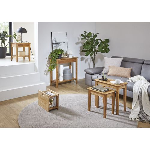 Table D'appoint En Bois Massif Huilé Coloris Chêne - Longueur 56 X Hauteur 52 X Profondeur 30 Cm